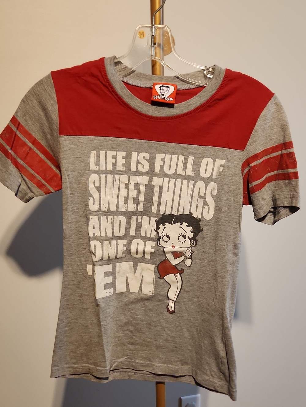 Betty Boop Red and Gray Short Sleeve Graphic Tee